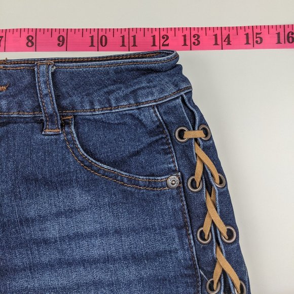 Justice faux leather laced denim shorts 12R - Picture 7 of 8